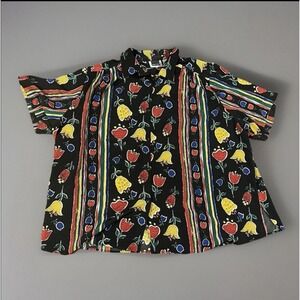Maggie Barnes Womansn Button‎ Down Blouse Top 4x Floral Pattern Shirt